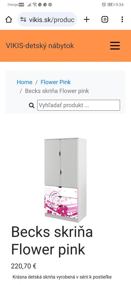 Detský nábytok, posteľ, skriňa, 