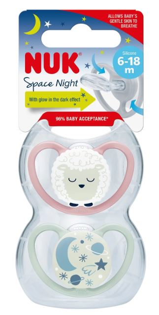 Nuk silikónový cumlík space night 2ks, 6-18m, nuk