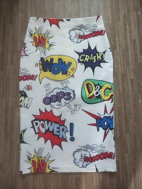 Sukňa puzdrová komiks, s