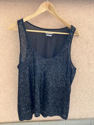 Trblietavý čierny top reserved xl, reserved,xl