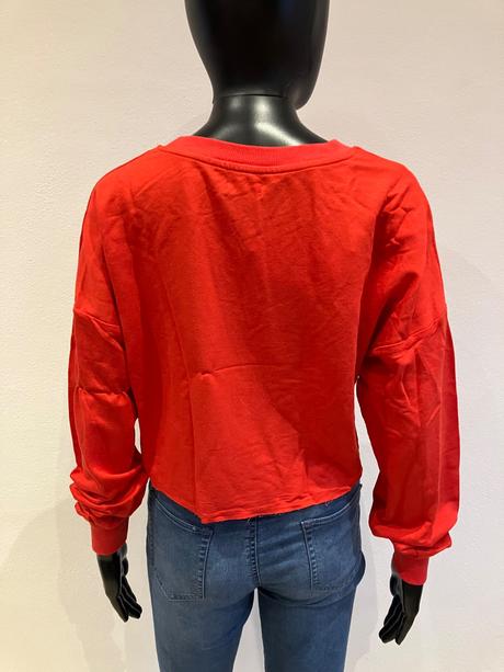 Dámska červená crop mikina s nápisom bershka (s), bershka,s