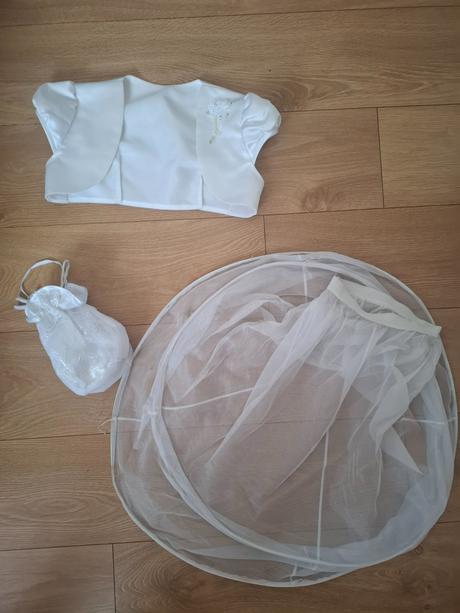 Šaty na 1.sv.prijímanie + bolerko, kabelka a kruh, 134