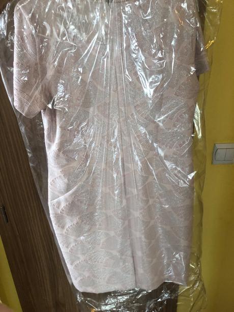 Krásne spoločenské šaty púdrovo ružová s bolerkom, 46