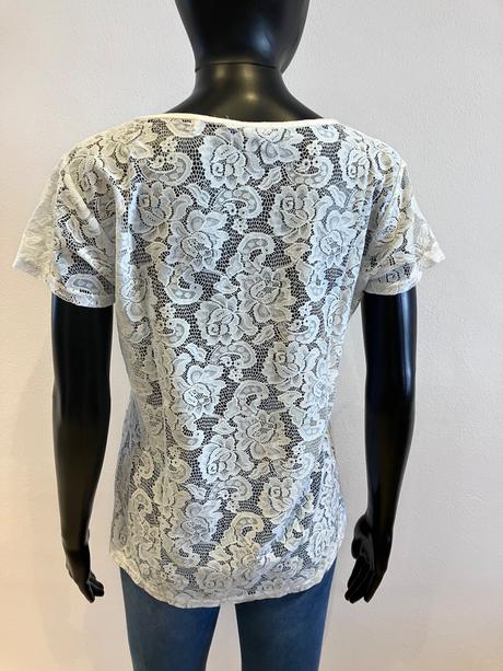 Dámske biele čipkované tričko s kvetmi (m), m