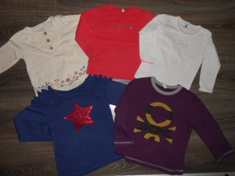 5ks tričiek s dlhým rukavom, benetton, petit.., benetton,86