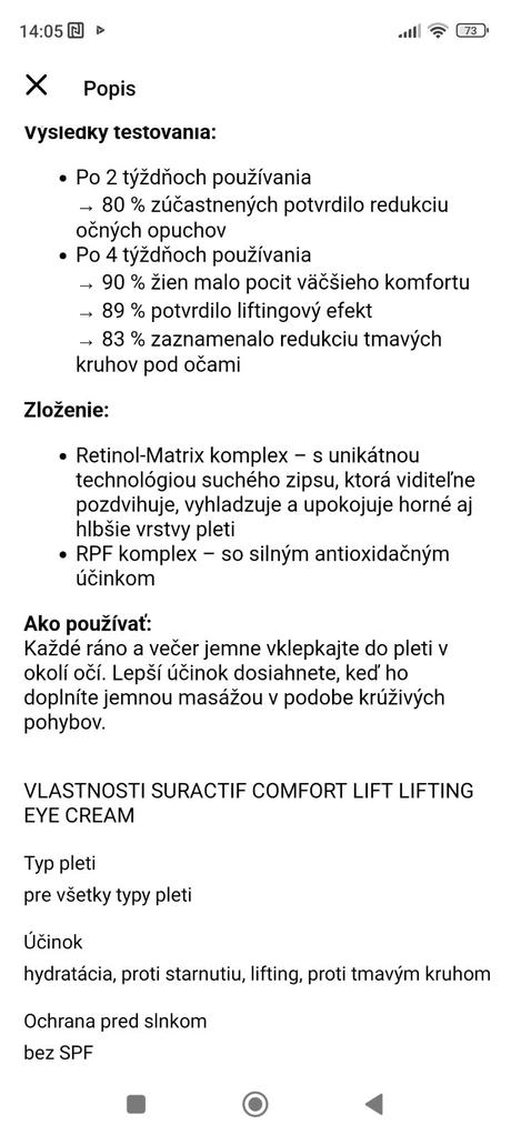 Lancaster suractif comfort lift ocny krem 2x3ml, 