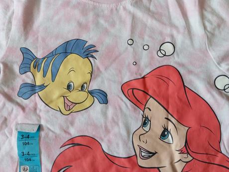 Batikované tričko disney ariel 104 a 110, primark,104
