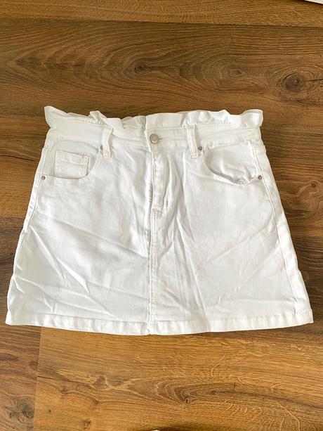 Biela džínsová sukňa paperbag, m