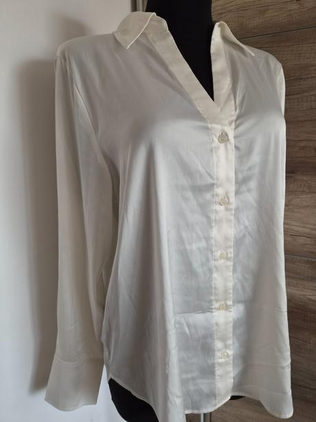 Saténová biela košeľa, h&m,l