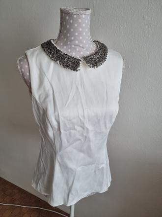 Biela blúzka s korálkami na golieri orsay veľ. 38, orsay,38