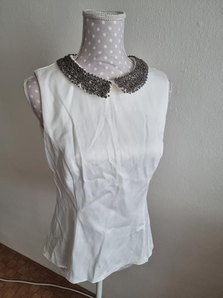 Biela blúzka s korálkami na golieri orsay veľ. 38, orsay,38