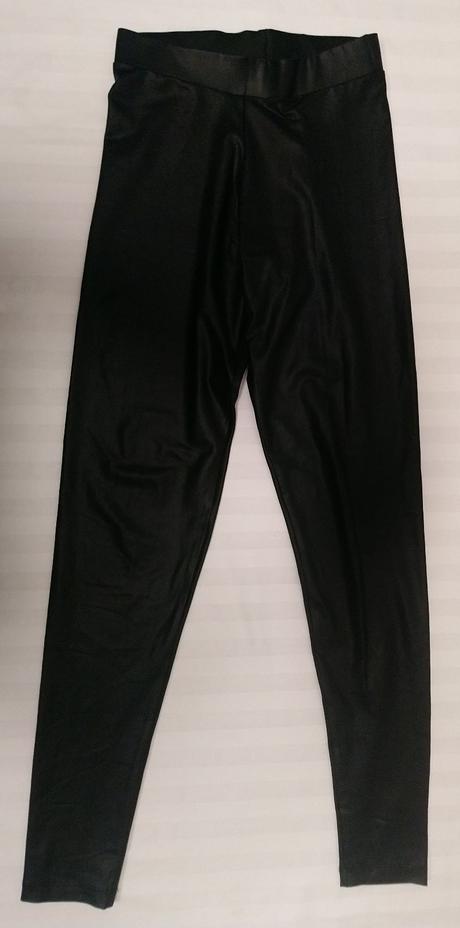 Dámske lesklé čierne elastické legíny, pieces, xs, xs