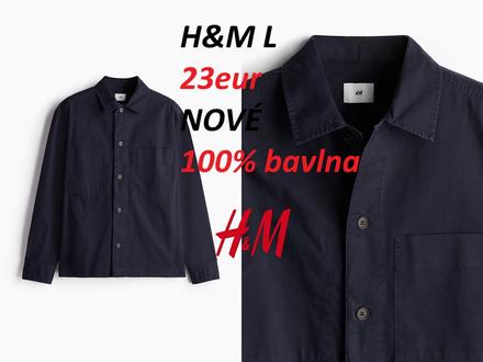 Košeľa hm tmavomodrá, h&m,l