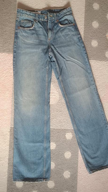 Rifle 34 rovné široké zara + body top 34-36 velk, xs