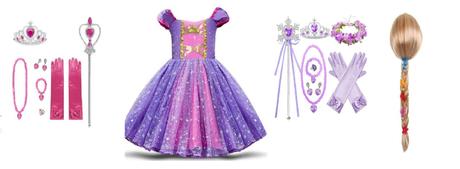 Kostým šaty princezna rapunzel na vlásku locika, 