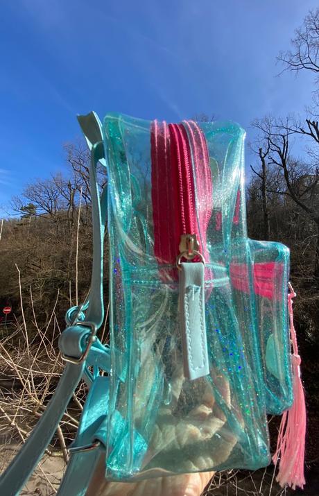 Detský priesvitný ruksak s trblietkami, 