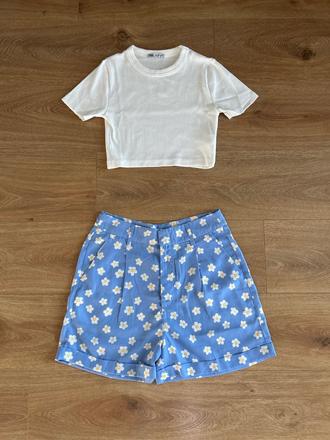 Kvetinové modré šortky, sinsay,s