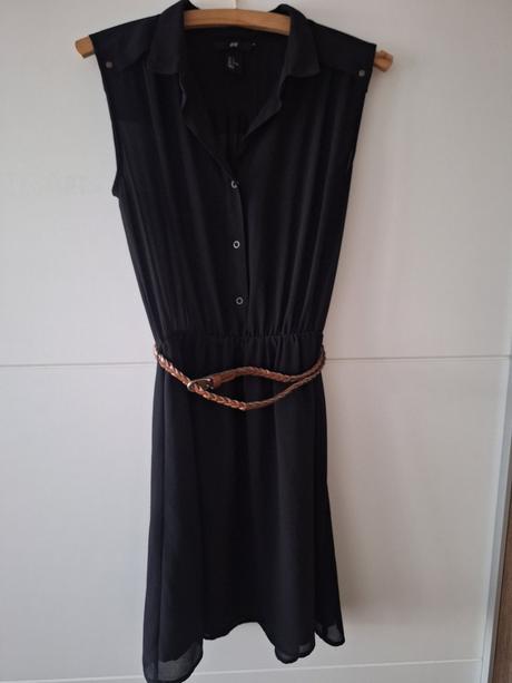 Čierne šaty s opaskom, h&m,34