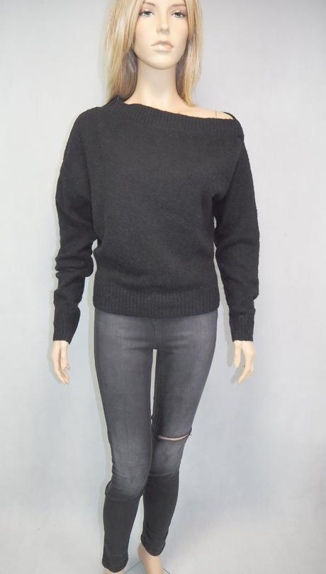 Kvalitný čierny pulover h&m, h&m,xs