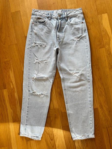 Roztrhané modré mom fit rifle stradivarius, stradivarius,38