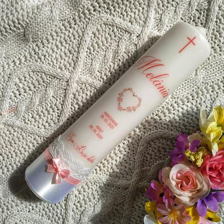 Krstná sviečka so srdiečkom,