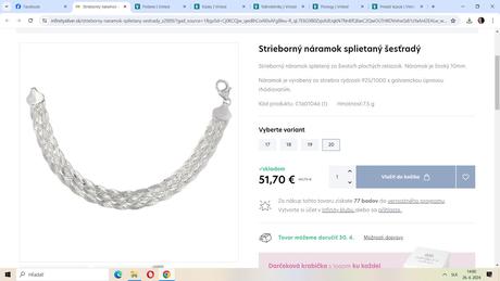 Strieborný náramok - 925,