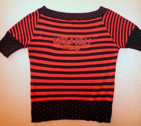 Červeno čierny pásikavý svetríkový top, only,s