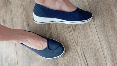 Plátené balerínky na vyvýšenom podpätku, 37