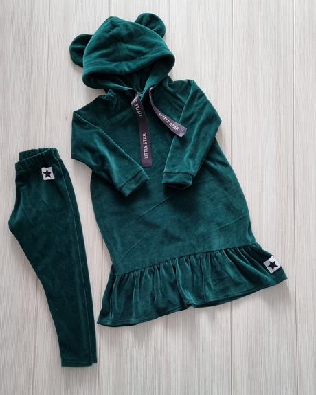 Velurove saty s volanom a usami myska little star, little star,86 / 92 / 98 / 104