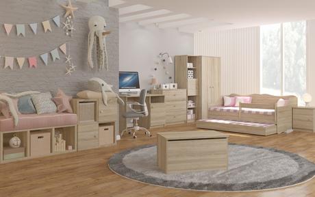 Babyboo detská izba lulu dvojposteľ dub sonoma, 