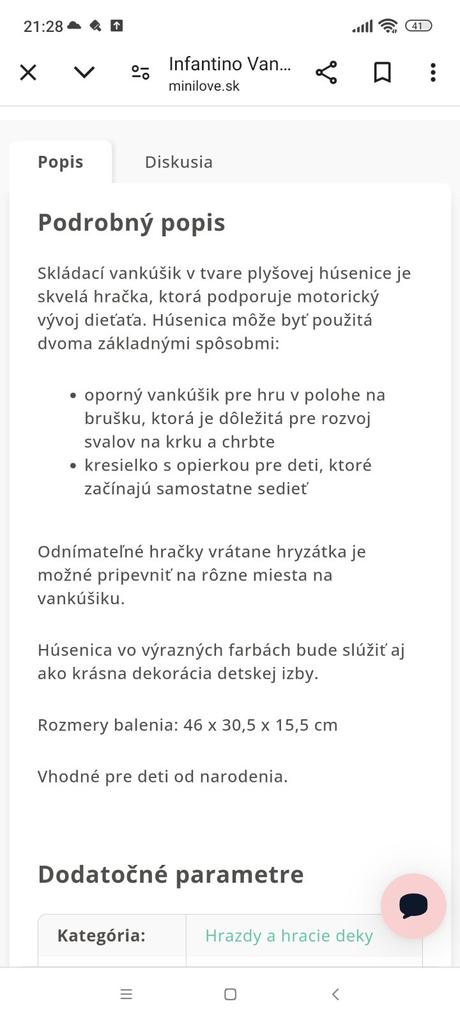 Húsenica vankúšik 2 v 1, 