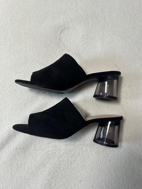 Čierne šľapky na okruhlom podpatku zn. zara, zara,39 / 40