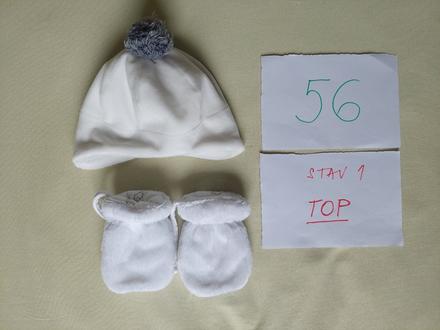 Teplá čiapka s rukavičkami pre novorodenca, 56