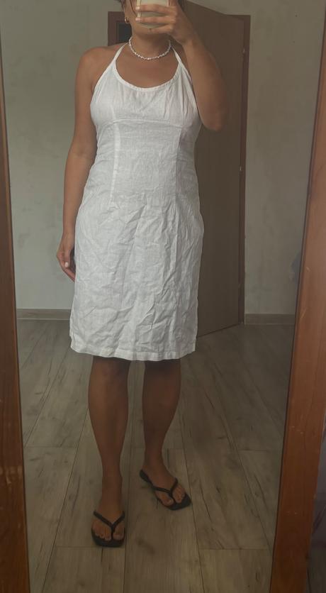 Biele šaty ľanová zmes, 40