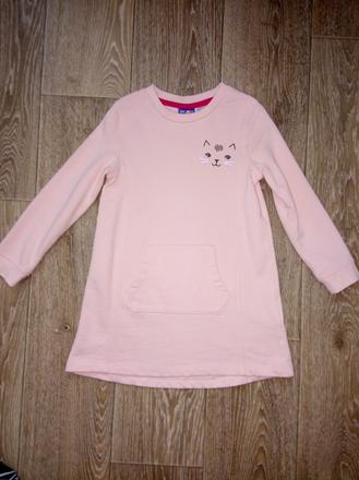 Krasne lososove saty s mačičkou 98/104/11 top stav, lupilu,104