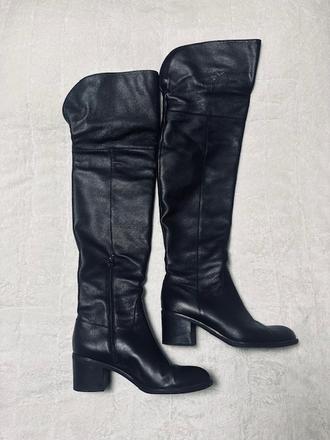 Kožené čižmy nad kolená zn. eva minge, 40