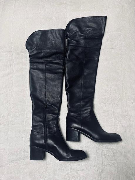 Kožené čižmy nad kolená zn. eva minge, 40