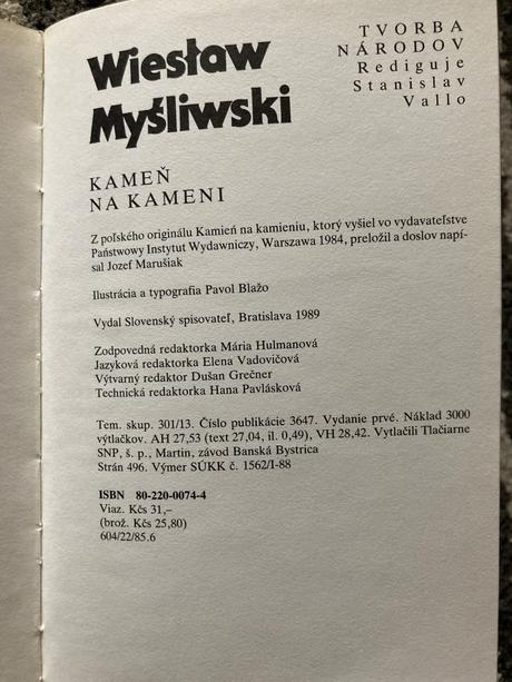 Kameň na kameni-prvé vyd.1989,