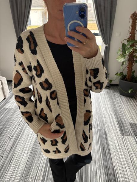 Sveter dlhy s leopardím vzorom, 