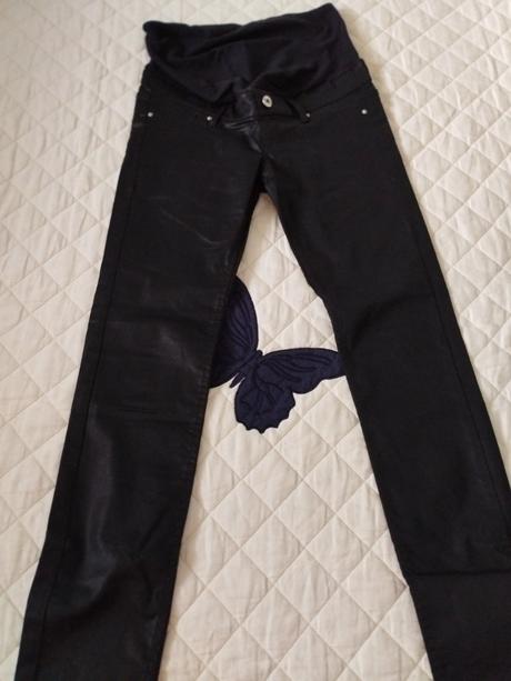 Koženkové tehotenské nohavice, s