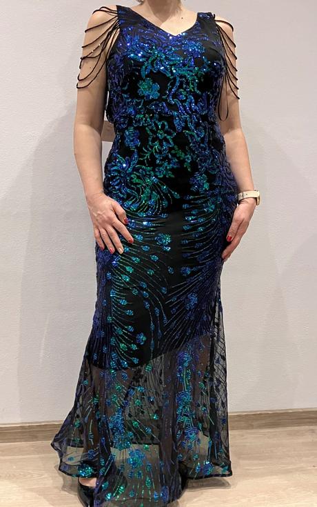 Luxusné trblietavé večerné šaty, m