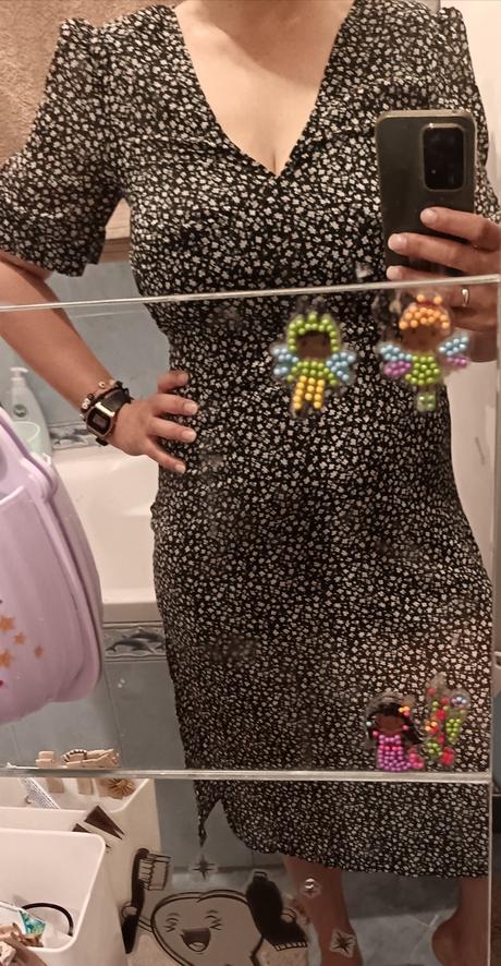 Šaty letné, 38, hm, čierne s drobnými kvietkami, h&m,38