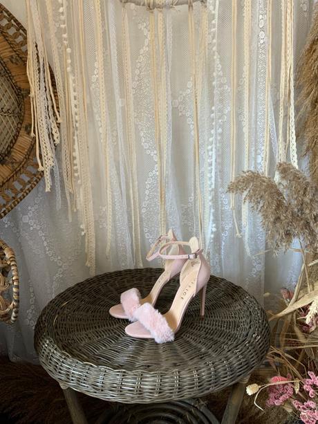 Office shoes sandále na podpetku s kožušinu, 36