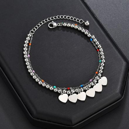 Guličkový náramok so srdiečkami, 