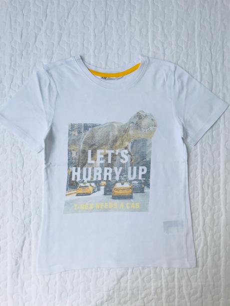 Tricko hm, dinosaurus, biele, 122, h&m,122