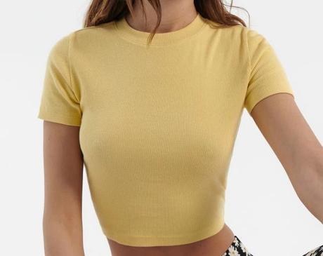 Svetložlté crop top tričko, house,s