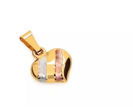 Prìvesok zlaté 3-farebné srdiečko, 