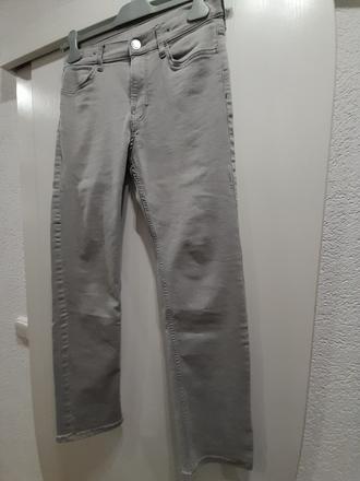 Elastické šedé rifle slim fit 158, h&m,158