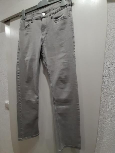 Elastické šedé rifle slim fit 158, h&m,158
