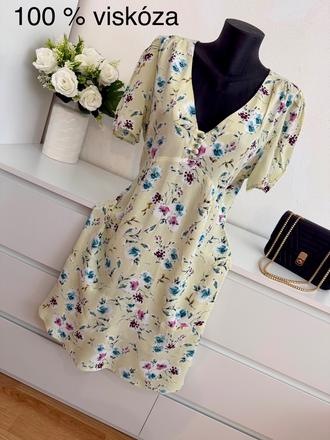 Mango viskózové kvetinové šaty romantický štýl, mango,l